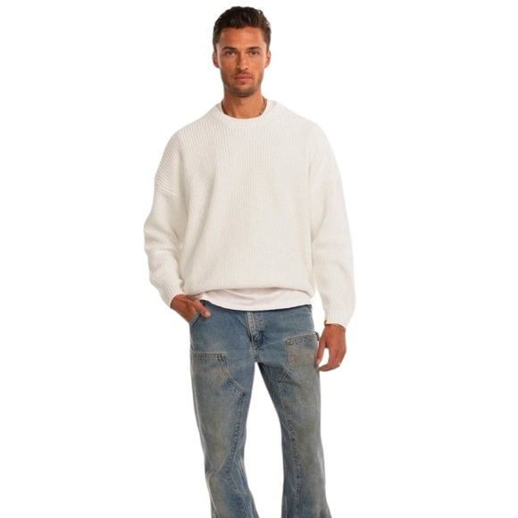 Cream 100% Cotton Crew Neck Sweater Size Medium Great Lakes Recreation Sweater - Picture 8 of 8